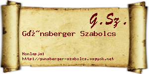 Günsberger Szabolcs névjegykártya